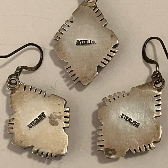 Native American Inlay Pendant & Earring Set - Picture 7 of 10